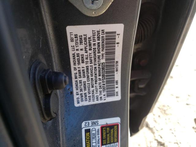 Photo 10 from auction – 2011 HONDA CIVIC LX with VIN 19XFA1F53BE038025