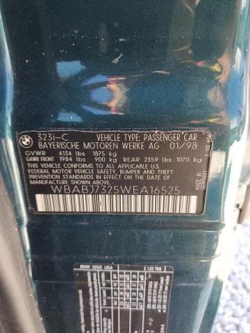 Photo 10 from auction – 1998 BMW 323 IC with VIN WBABJ7325WEA16525