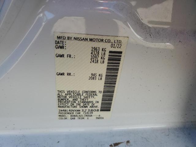 Photo 10 from auction – 2022 NISSAN ALTIMA SV with VIN 1N4BL4DVXNN323808