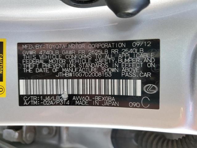 Photo 10 from auction – 2013 LEXUS ES 300H with VIN JTHBW1GG7D2008153