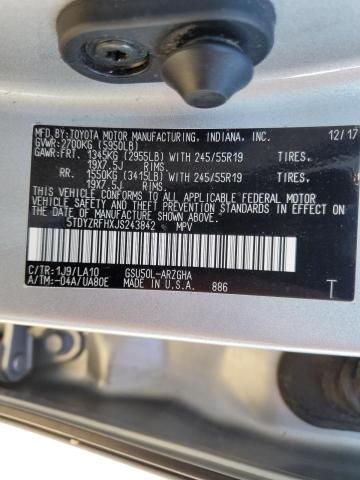 Photo 10 from auction – 2018 TOYOTA HIGHLANDER with VIN 5TDYZRFHXJS243842