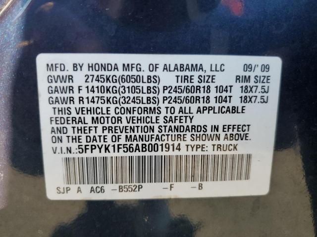Photo 10 from auction – 2010 HONDA RIDGELINE with VIN 5FPYK1F56AB001914