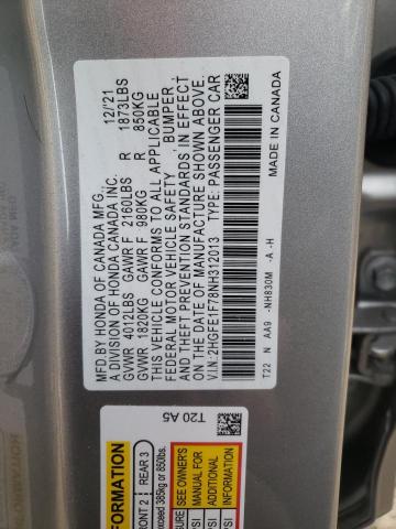 Photo 10 from auction – 2022 HONDA CIVIC EX with VIN 2HGFE1F78NH312013