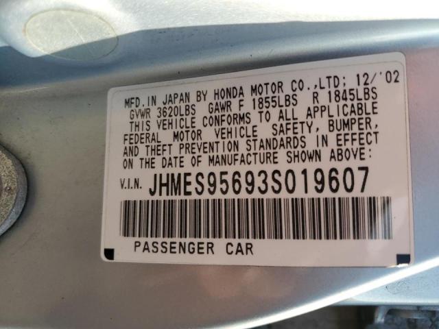 Photo 10 from auction – 2003 HONDA CIVIC HYBR with VIN JHMES95693S019607