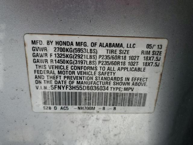 Photo 10 from auction – 2013 HONDA PILOT EXL with VIN 5FNYF3H55DB036034