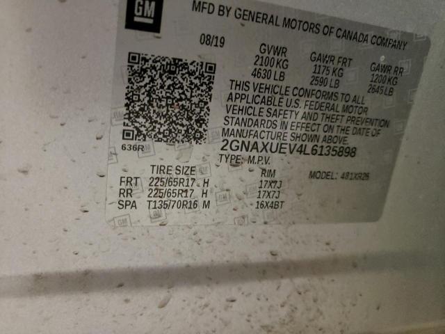 Photo 10 from auction – 2020 CHEVROLET EQUINOX LT with VIN 2GNAXUEV4L6135898
