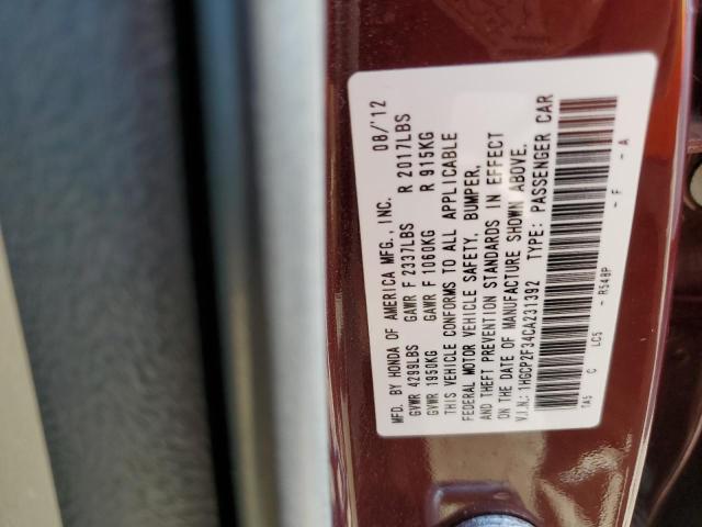 Photo 10 from auction – 2012 HONDA ACCORD LX with VIN 1HGCP2F34CA231392
