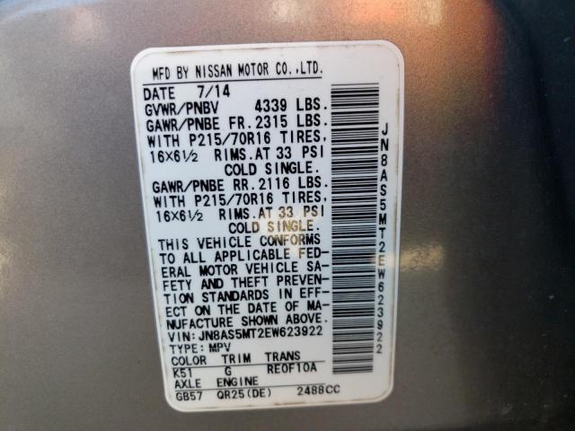 Photo 10 from auction – 2014 NISSAN ROGUE SELE with VIN JN8AS5MT2EW623922