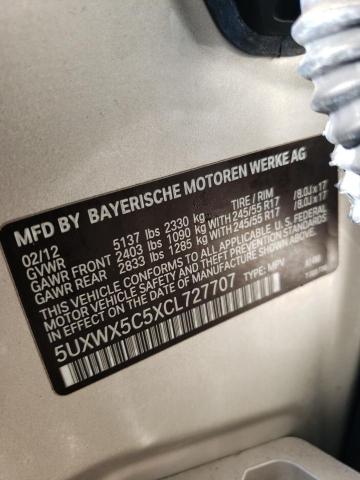 Photo 10 from auction – 2012 BMW X3 XDRIVE2 with VIN 5UXWX5C5XCL727707