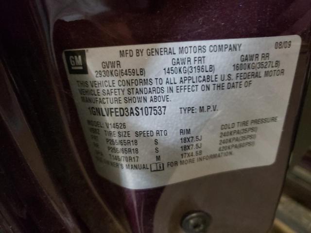 Photo 10 from auction – 2010 CHEVROLET TRAVERSE L with VIN 1GNLVFED3AS107537