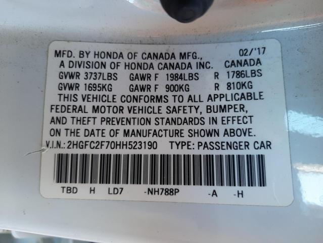 Photo 10 from auction – 2017 HONDA CIVIC EX with VIN 2HGFC2F70HH523190