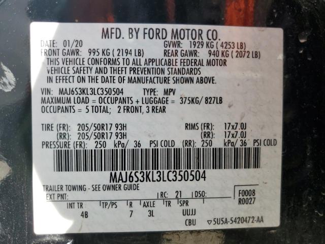 Photo 10 from auction – 2020 FORD ECOSPORT T with VIN MAJ6S3KL3LC350504