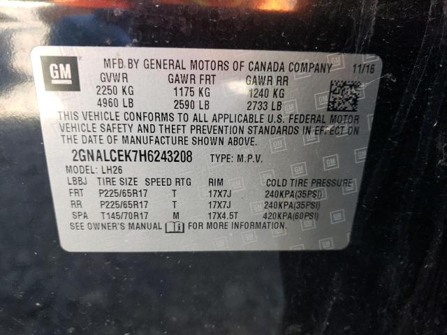 Photo 10 from auction – 2017 CHEVROLET EQUINOX LT with VIN 2GNALCEK7H6243208