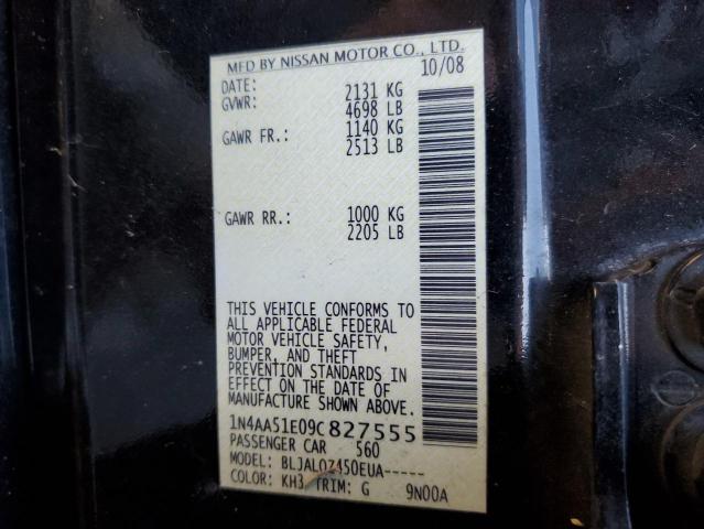 Photo 10 from auction – 2009 NISSAN MAXIMA S with VIN 1N4AA51E09C827555