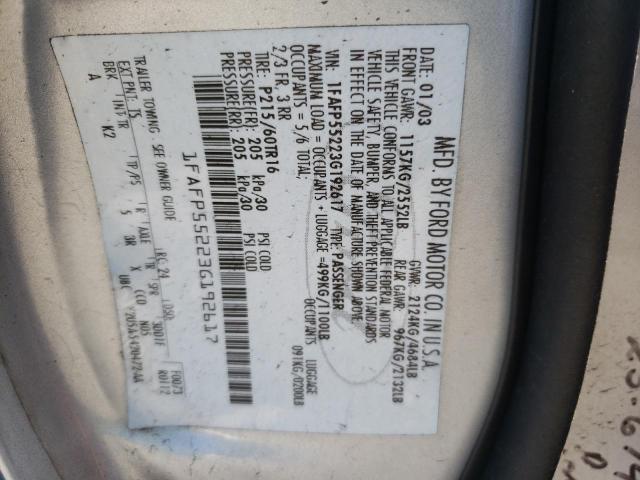 Photo 10 from auction – 2003 FORD TAURUS SES with VIN 1FAFP55223G192617