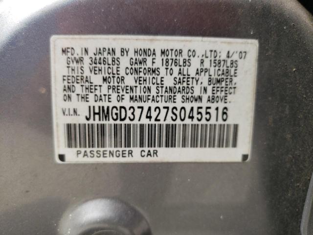 Photo 10 from auction – 2007 HONDA FIT with VIN JHMGD37427S045516