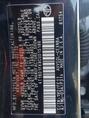 Photo 10 from auction – 2012 TOYOTA CAMRY HYBR with VIN 4T1BD1FK8CU015186