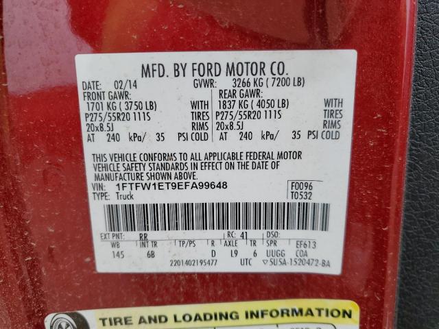 Photo 10 from auction – 2014 FORD F150 SUPER with VIN 1FTFW1ET9EFA99648