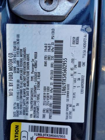 Photo 10 from auction – 2017 LINCOLN CONTINENTA with VIN 1LN6L9TK5H5602955