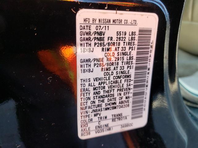 Photo 10 from auction – 2011 INFINITI FX35 with VIN JN8AS1MW2BM734206