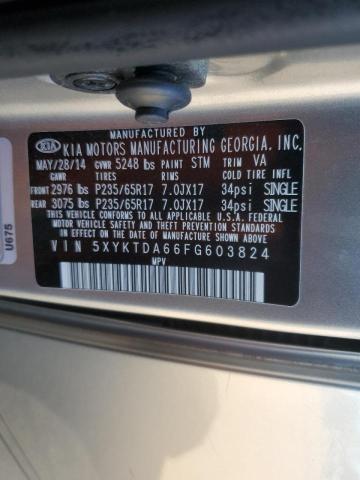 Photo 10 from auction – 2015 KIA SORENTO LX with VIN 5XYKTDA66FG603824