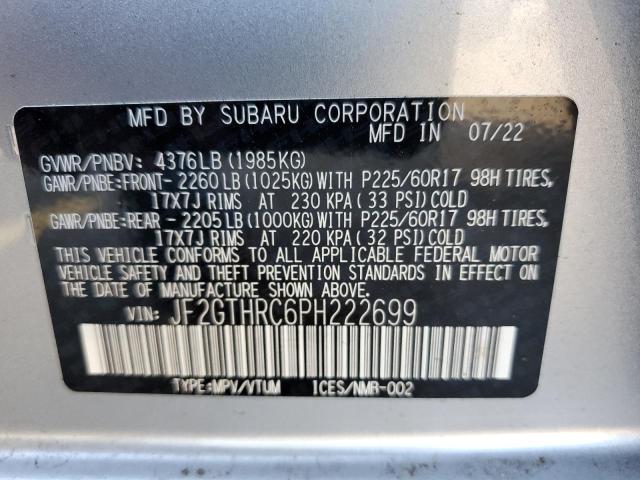 Photo 10 from auction – 2023 SUBARU CROSSTREK with VIN JF2GTHRC6PH222699