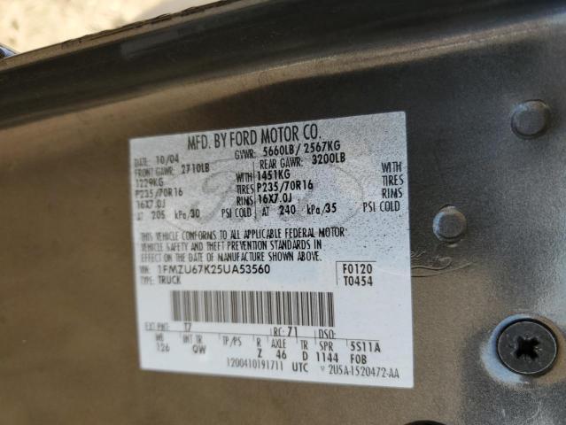Photo 10 from auction – 2005 FORD EXPLORER S with VIN 1FMZU67K25UA53560