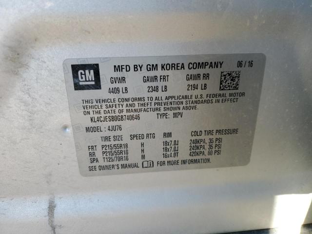 Photo 10 from auction – 2016 BUICK ENCORE with VIN KL4CJESB0GB740646
