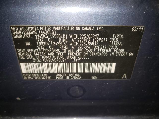 Photo 10 from auction – 2011 TOYOTA RAV4 with VIN 2T3ZF4DV9BW076527