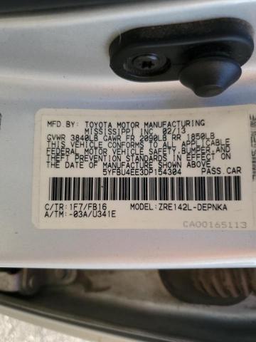 Photo 10 from auction – 2013 TOYOTA COROLLA BA with VIN 5YFBU4EE3DP154304