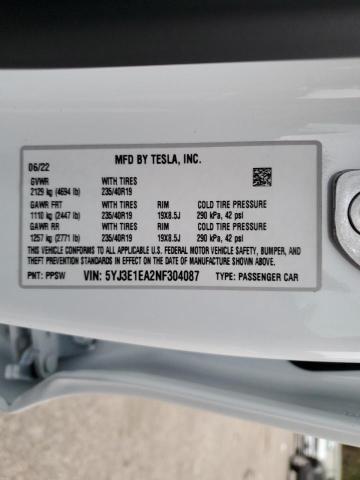 Photo 10 from auction – 2022 TESLA MODEL 3 with VIN 5YJ3E1EA2NF304087