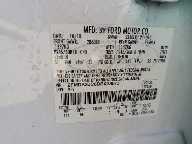 Photo 10 from auction – 2011 FORD EDGE SEL with VIN 2FMDK3JC6BBA38075
