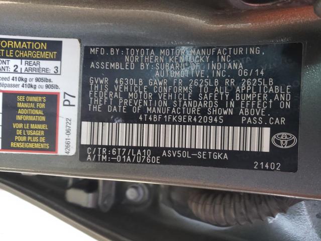 Photo 10 from auction – 2014 TOYOTA CAMRY L with VIN 4T4BF1FK9ER420945