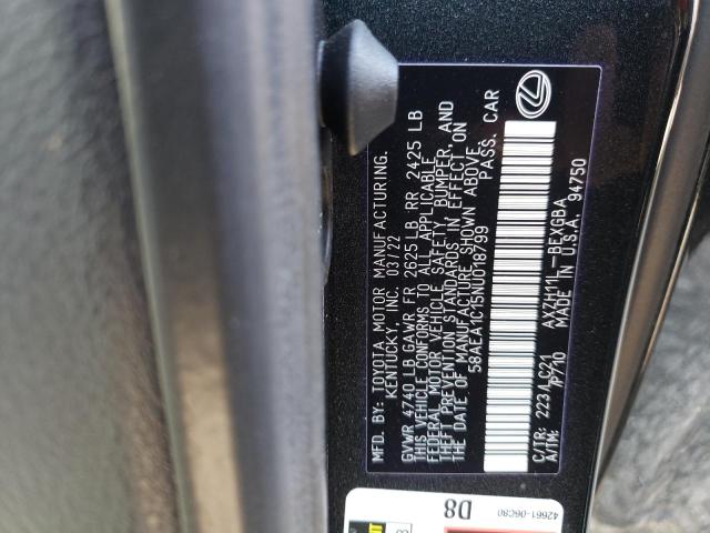 Photo 10 from auction – 2022 LEXUS ES 300H BA with VIN 58AEA1C15NU018799
