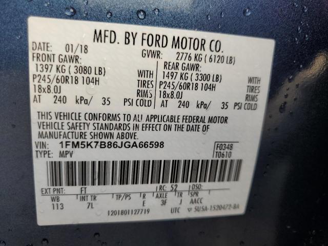 Photo 10 from auction – 2018 FORD EXPLORER with VIN 1FM5K7B86JGA66598