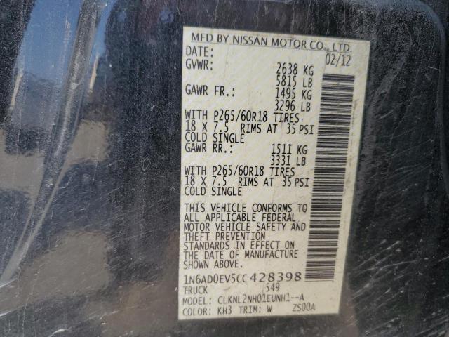 Photo 10 from auction – 2012 NISSAN FRONTIER S with VIN 1N6AD0EV5CC428398