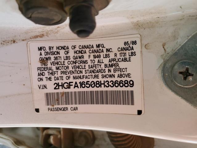 Photo 10 from auction – 2008 HONDA CIVIC LX with VIN 2HGFA16508H336689