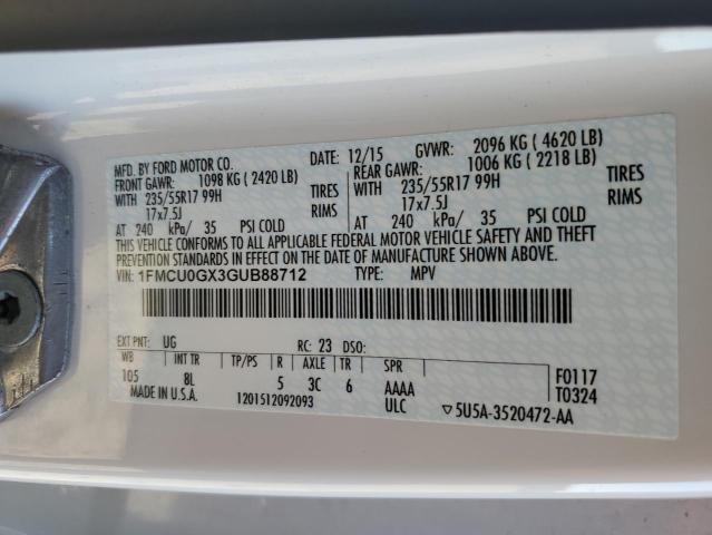 Photo 10 from auction – 2016 FORD ESCAPE SE with VIN 1FMCU0GX3GUB88712