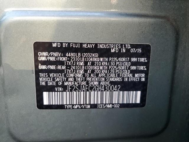 Photo 10 from auction – 2016 SUBARU FORESTER 2 with VIN JF2SJAFC2GH430042