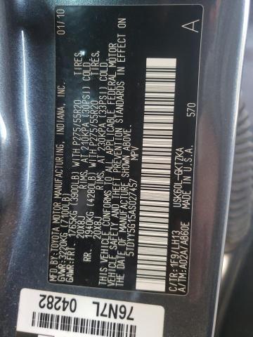 Photo 10 from auction – 2010 TOYOTA SEQUOIA with VIN 5TDYY5G15AS027457