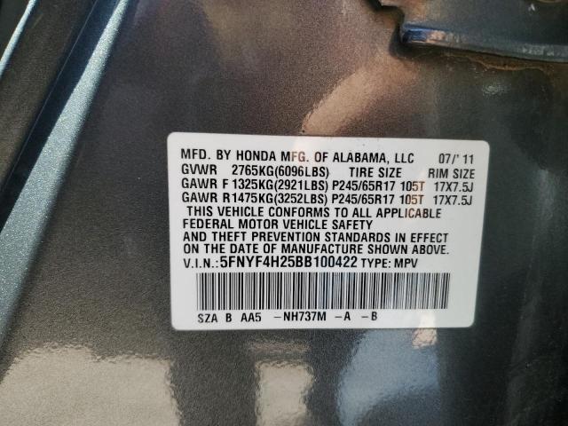 Photo 10 from auction – 2011 HONDA PILOT LX with VIN 5FNYF4H25BB100422