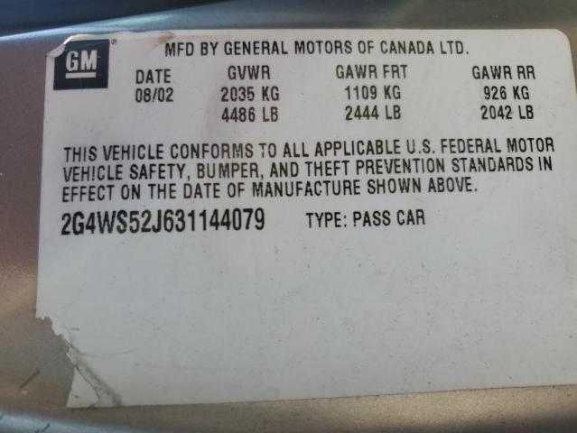 Photo 10 from auction – 2003 BUICK CENTURY CU with VIN 2G4WS52J631144079