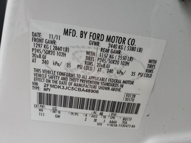 Photo 10 from auction – 2012 FORD EDGE SEL with VIN 2FMDK3JC5CBA48906
