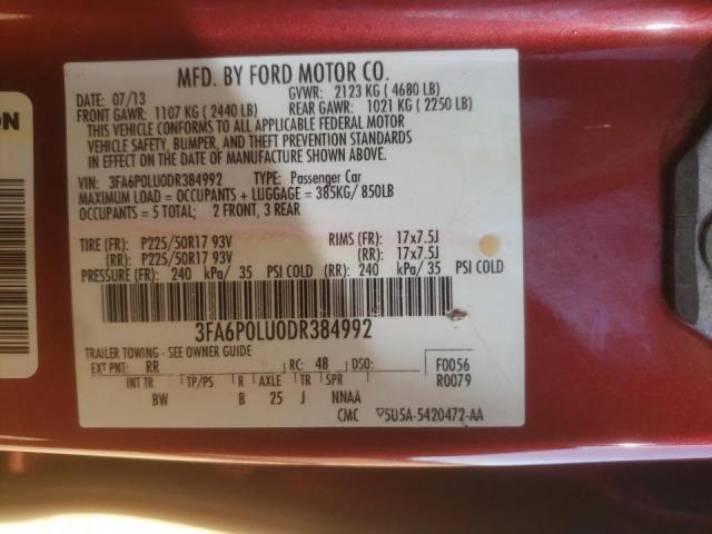 Photo 10 from auction – 2013 FORD FUSION SE with VIN 3FA6P0LU0DR384992