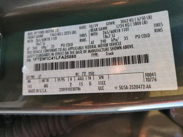 Photo 10 from auction – 2020 FORD F150 SUPER with VIN 1FTEW1C41LFA25080