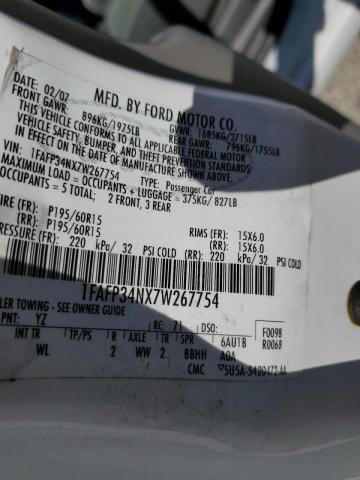 Photo 10 from auction – 2007 FORD FOCUS ZX4 with VIN 1FAFP34NX7W267754