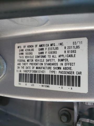 Photo 10 from auction – 2011 HONDA ACCORD LX with VIN 1HGCP2F36BA101421
