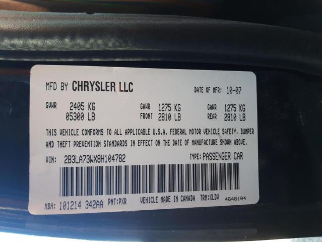 Photo 10 from auction – 2008 DODGE CHARGER SR with VIN 2B3LA73WX8H104782