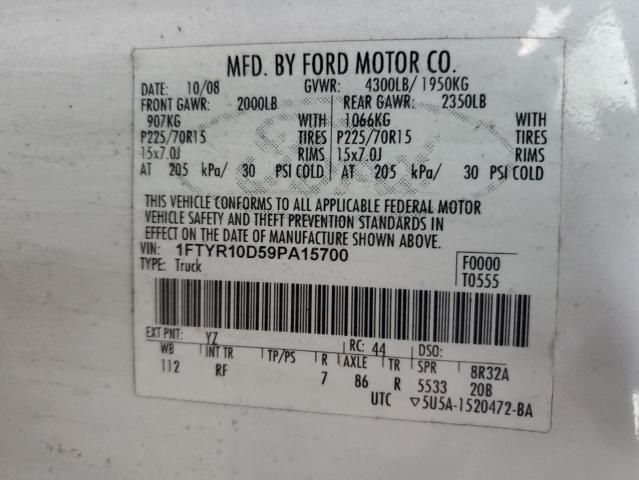 Photo 10 from auction – 2009 FORD RANGER with VIN 1FTYR10D59PA15700