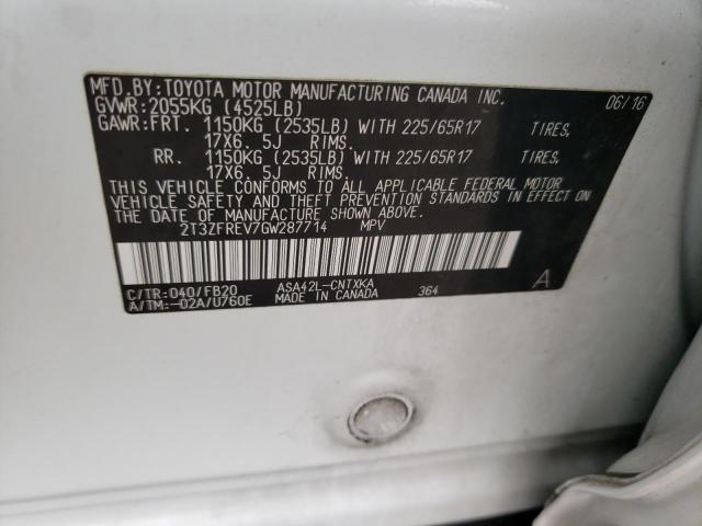 Photo 10 from auction – 2016 TOYOTA RAV4 LE with VIN 2T3ZFREV7GW287714